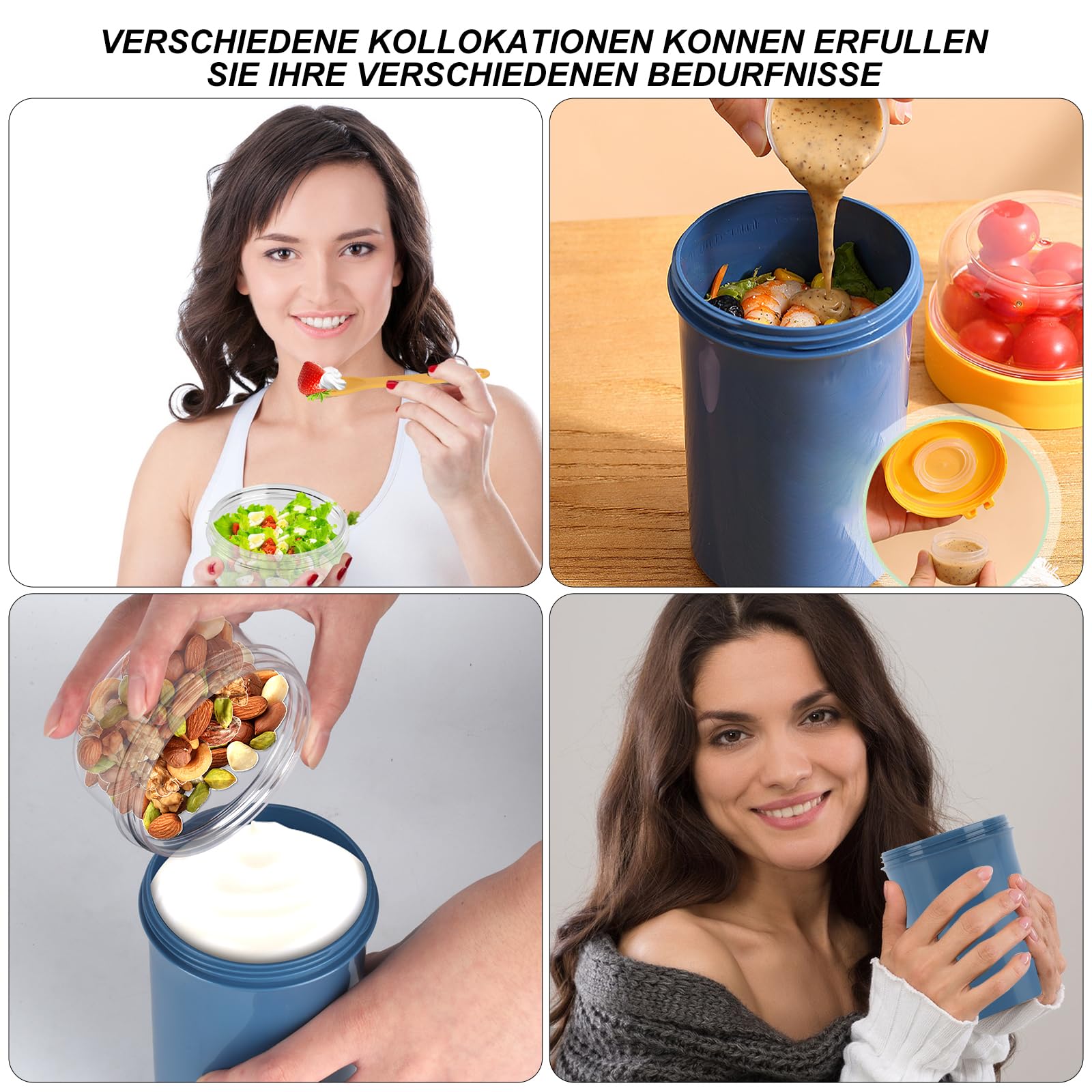 Tazza Cereali Portatile Per Bambini - 760ml + 230ml, Con Cucchiaio E Portasalse