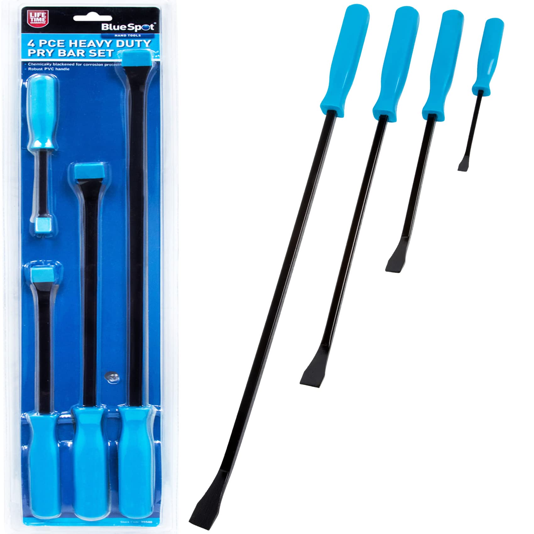 NTI 4 x BlueSpot Jumbo Pry Bar Set | Heavy Duty | Garage | Workshop | Crowbar | Puller | Lever | Steel | Breaking & Lifting Surfaces | DIY | Hand Tools | UK Free P&P (25540-BS)