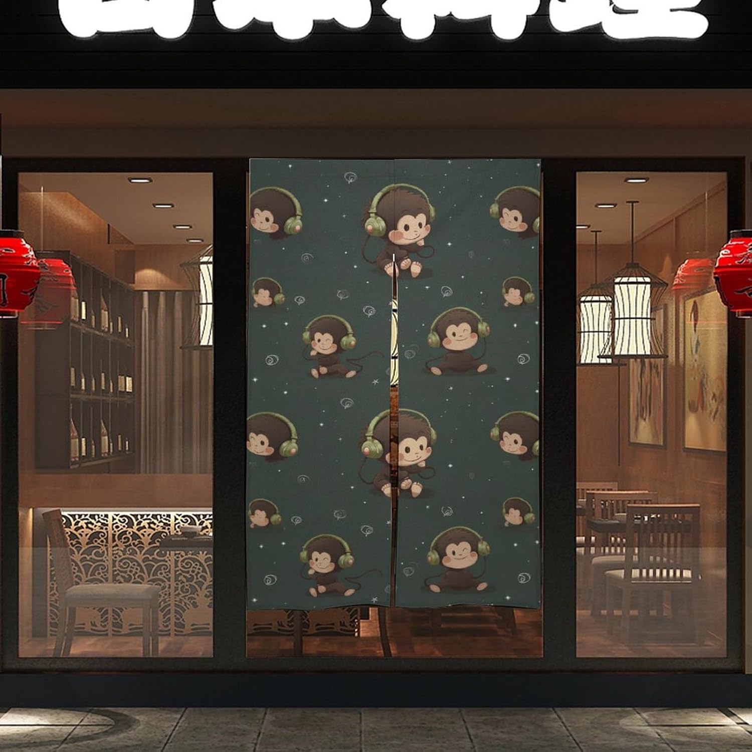 Cute Animals Monkey Door Curtain Blackout Door Cover Curtains Door Screen for Home Accessories