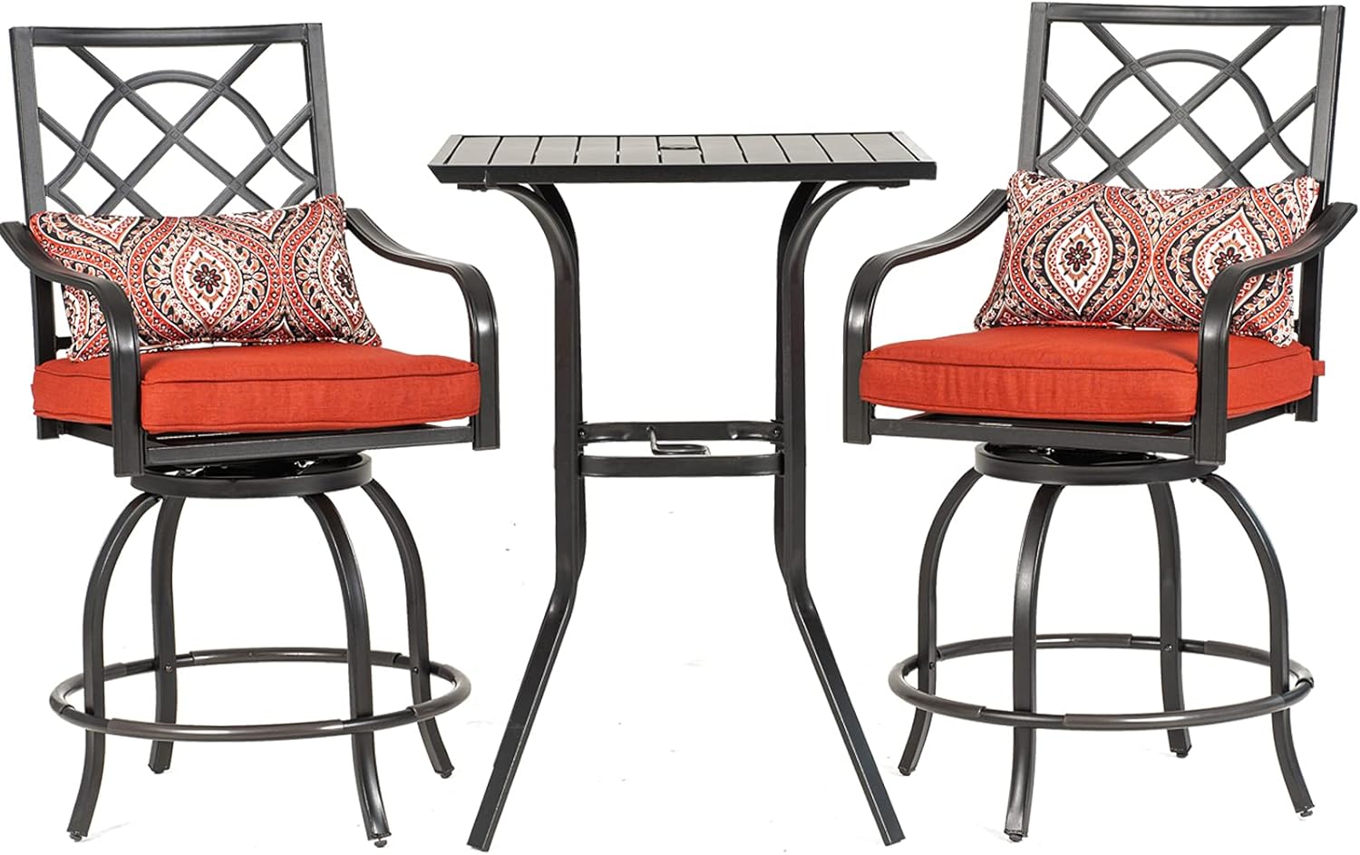 Oakmont 3 Pieces Outdoor Patio Metal Bar Set, 2 Metal