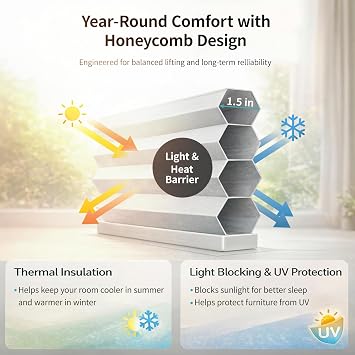 MYshade Cordless Blackout Cellular Shades for Windows, Honeycomb Window Shades with Thermal Insulation, Child & Pet Safe Room Darkening Shade, Easy Install, 16 W x 36 H, Beige