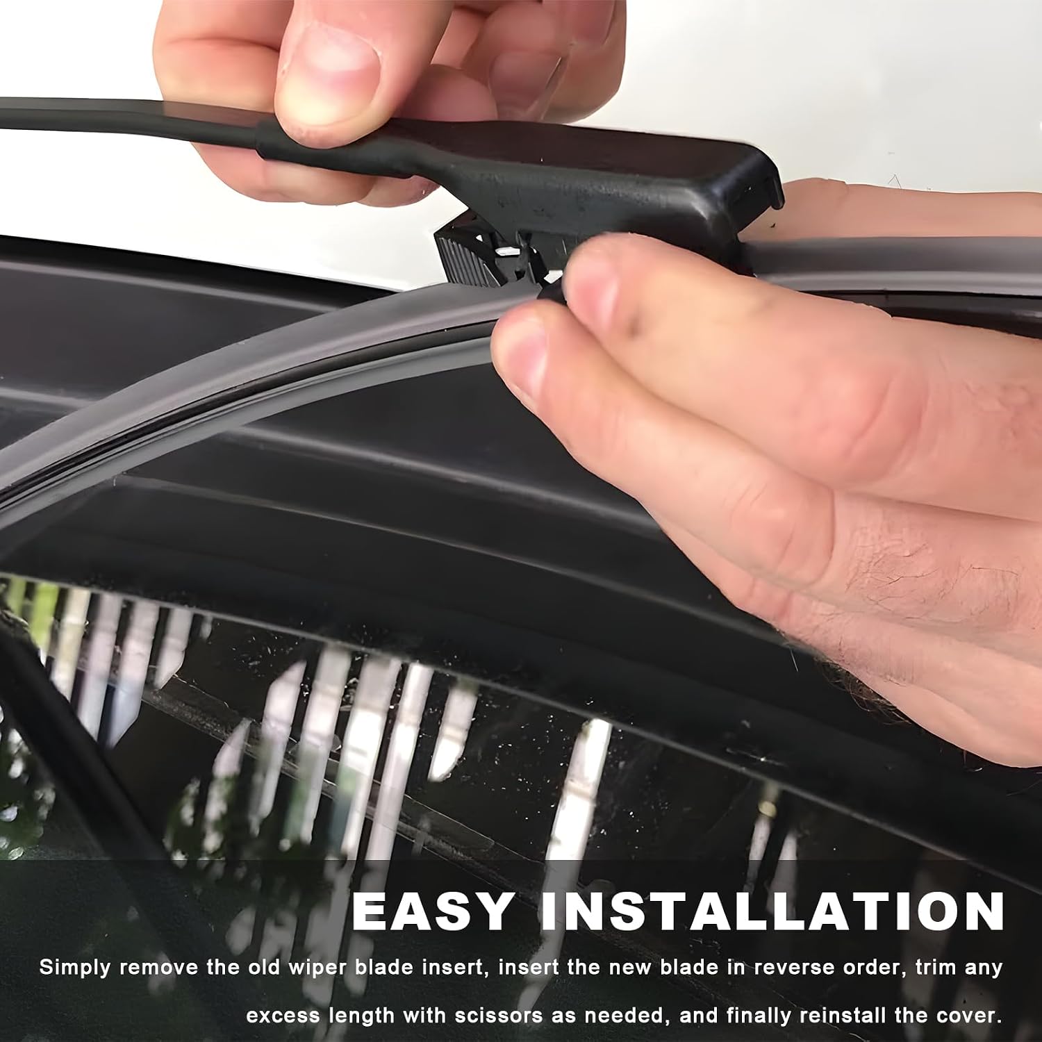 4 PCS Windshield Wiper Blade Refills, 32 Inch Adjustable Windshield Wipers Blade Strips, Flexible Windscreen Boneless Wiper Rubber Strips for Most Vehicles, Car Accessories