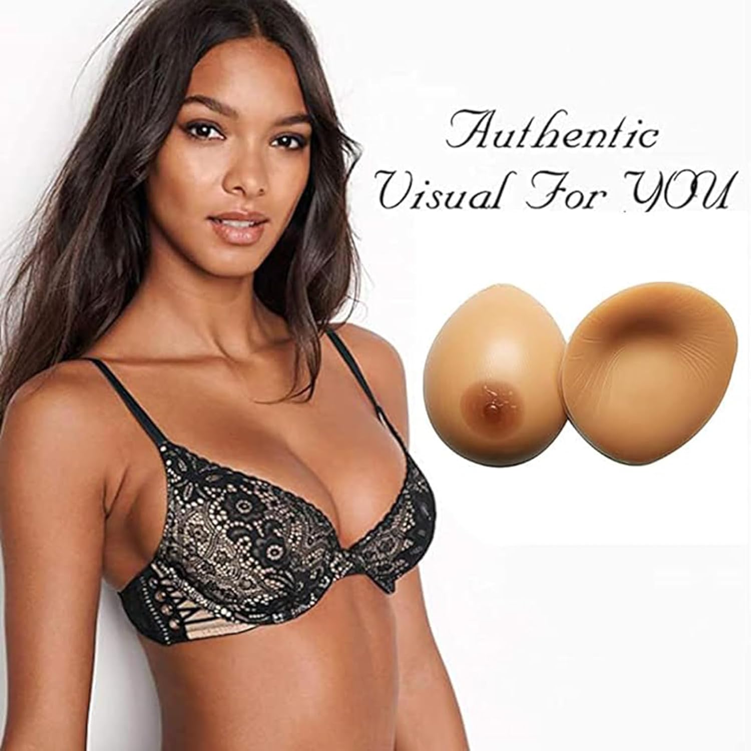 Fake Boobs Self Adhesive Lifelike Waterdrop Silicone Breast Forms Enhancer Inserts Concave Bra Pads for Crossdresser Mastectomy Prosthetic Transgender(500g/Pair, Suntan)