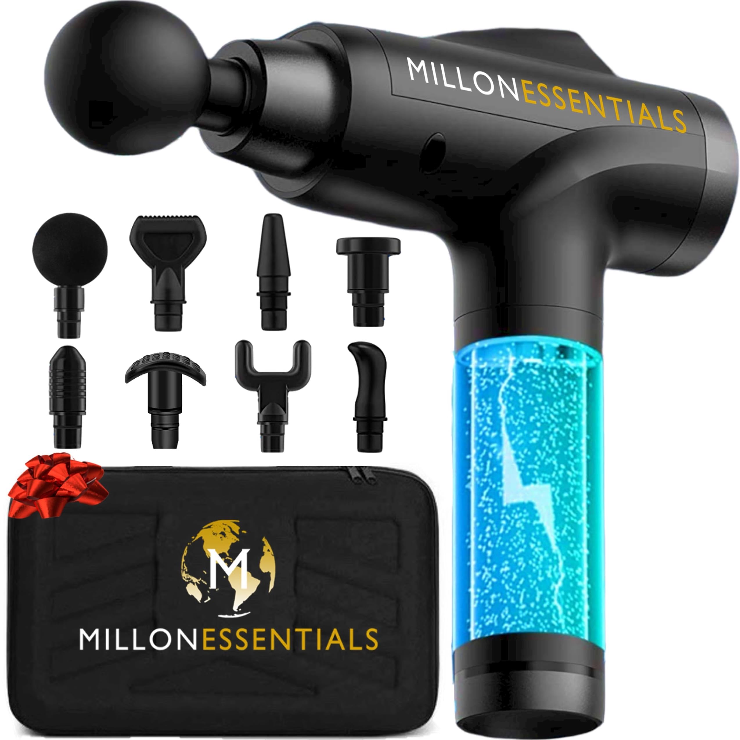 V4Shark Deep Tissue Massage Gun - Full Body Percussion Massager - 6 Speeds - 8 Heads - Muscle Recovery - Pain Relief - Cordless - Electric Brushless Motor