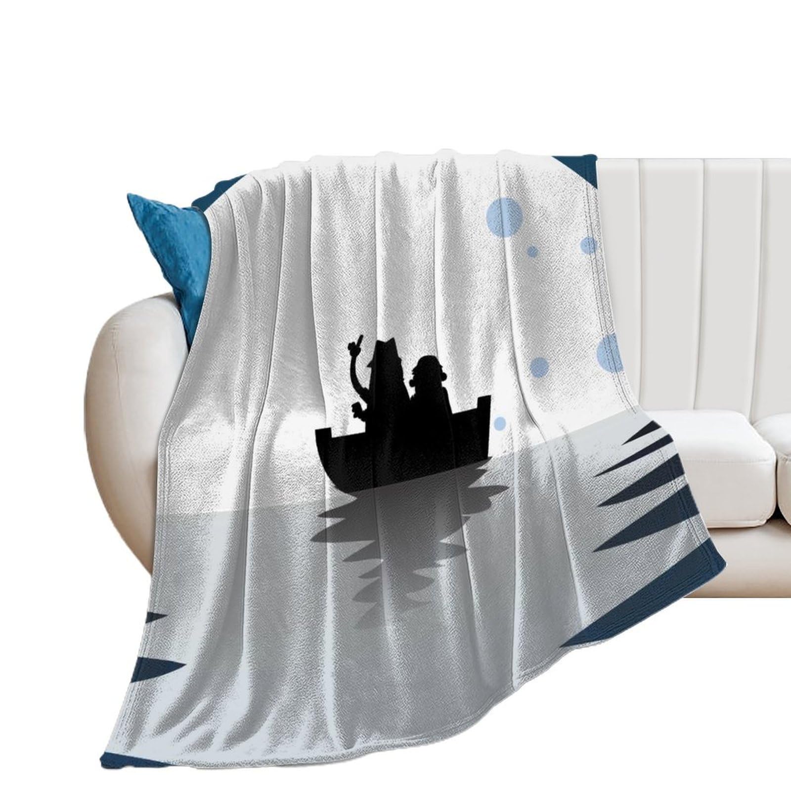 Couverture polaire bateau lune étoilé contre le froid sur le canapé
