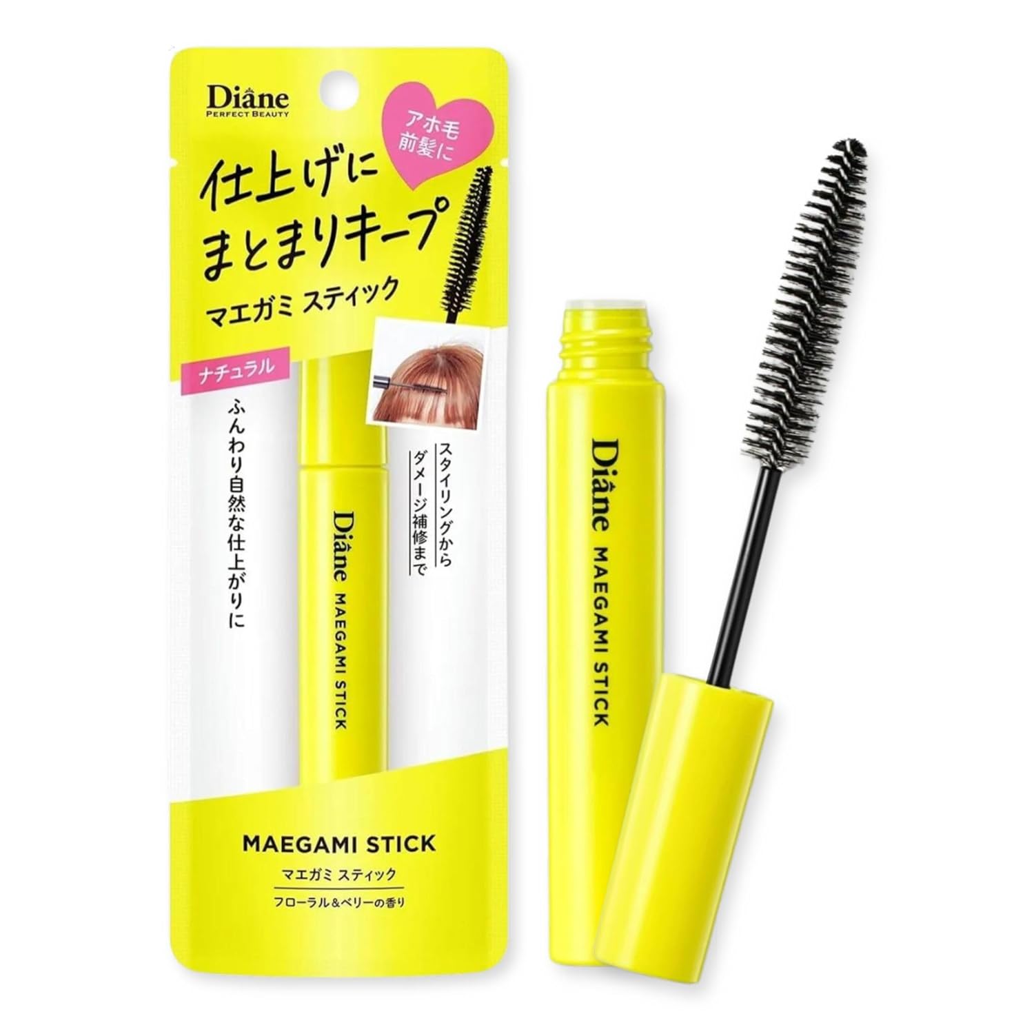 Moist Diane Natural Hair Wax Stick for Women, Fly Away Stick for Hair Quick Fix, Baby Hair Gel & Hair Mascara by Frizz Ease Serum, HAIR Finishing STICK & Flyaway HAIR Tamer from Japan, NATURAL, 3EA