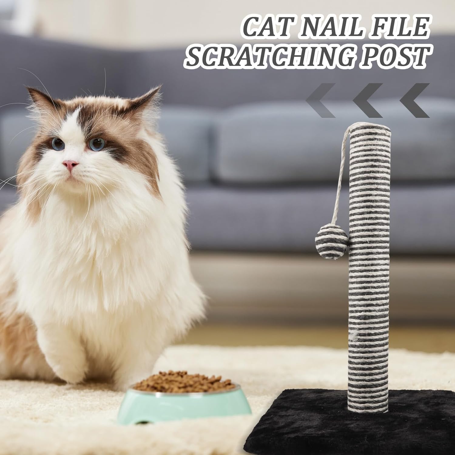 PRETYZOOM Decorative Cat Scratching Post with Sisal Rope, Vertical Kitten Claw Scratcher, Black Cat Tree for Indoor Use, Sturdy Daily Kitten Scratch Pole