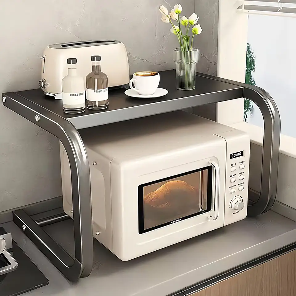 BEMMY Suporte para Micro-ondas, Organizador de Prateleira de Cozinha de Metal, Suporte para Forno de Micro-ondas à Prova, Suporte de Armazenamento para Cozinha e Casa.