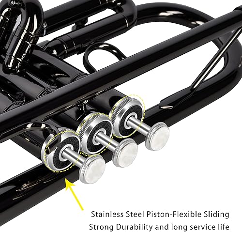 Miniatura 2 de EASTROCK Bb Trumpet Juego de trompeta estándar con estuche de transporte, guantes, boquilla 7C y kit de limpieza (negro)