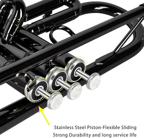 EASTROCK Bb Trumpet Standard Trumpet Set with Carrying Case,Gloves, 7C Mouthpiece and Cleaning Kit (Black)