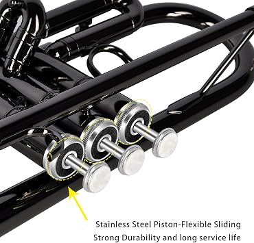EASTROCK Bb Trumpet Standard Trumpet Set with Carrying Case,Gloves, 7C Mouthpiece and Cleaning Kit (Black)
