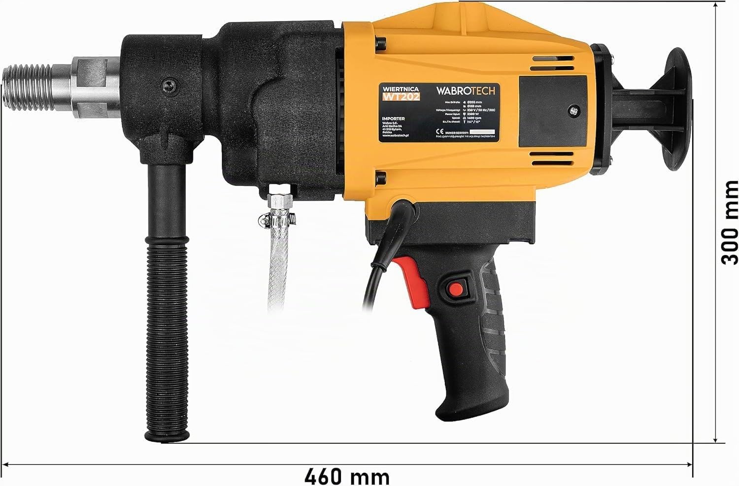 Carotteuse à Main 2300 W - Carotteuse Diamantée avec Disjoncteur PRCD - Carotteusee Mains Libres 1400 tr/min pour Forage à Eau et à Sec - Perceuse Diamantée Portable 230 V