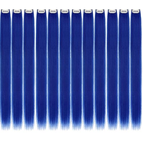 Miniatura 1 de Extensiones de cabello sintético liso de 24 pulgadas para mujeres y niñas, regalo de un solo color, clip de fiesta