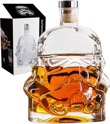 Tfwadmx Decantador de whisky creativo transparente de 25.4 fl oz, jarra de whisky para vino escocés, vodka alcohol licor Stormtrooper botella