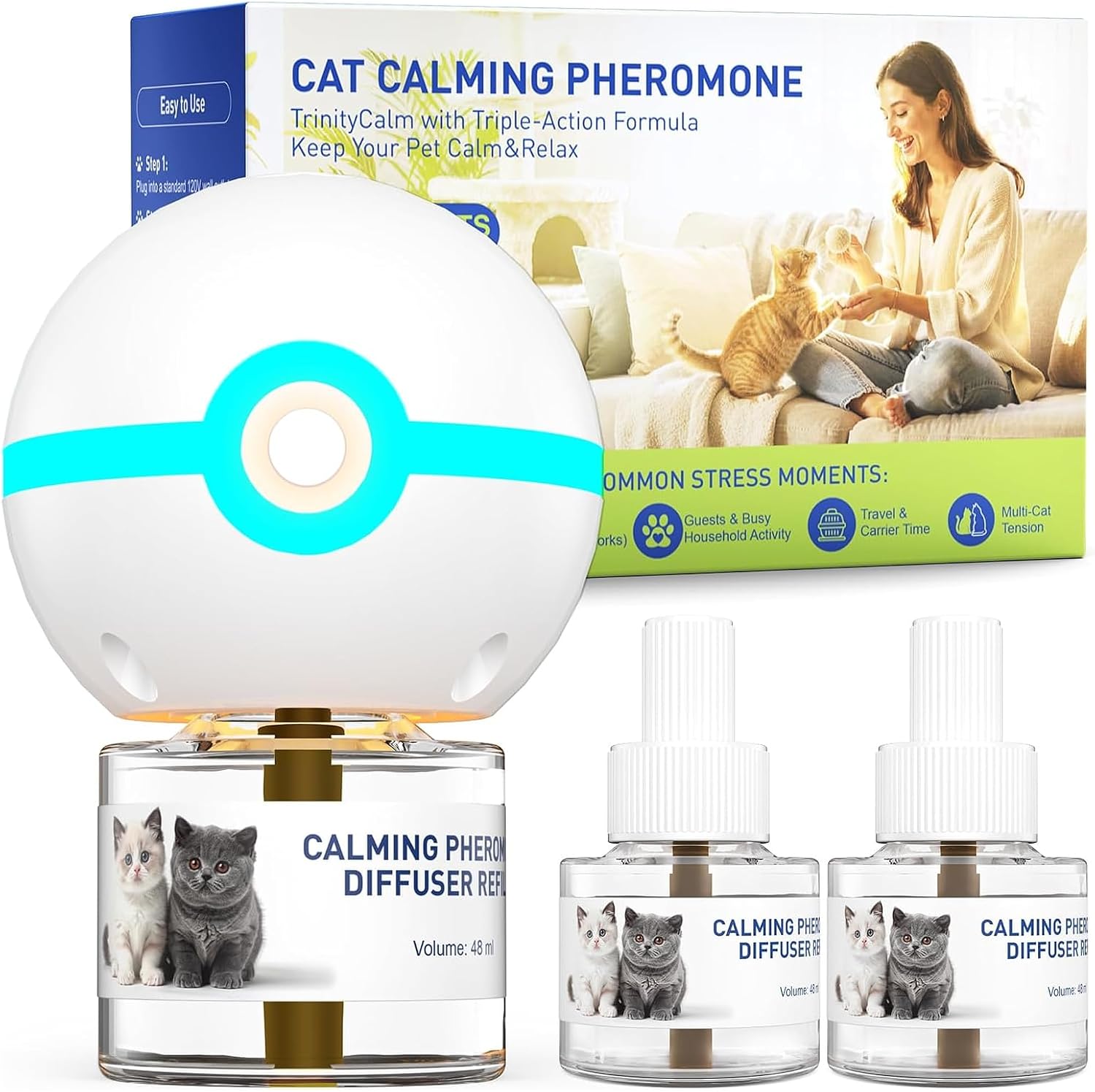Shiori TrinityCalm Cat Calming Diffuser, 60-Day Pheromone Starter Kit