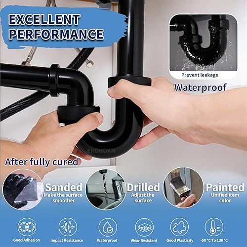 Miniatura 4 de Masilla epoxi, Endhokn palo de masilla epoxi de 10.5 oz300 g color negro arregla fugas, grietas y rellena agujeros, para esculpir, modelar, arcilla