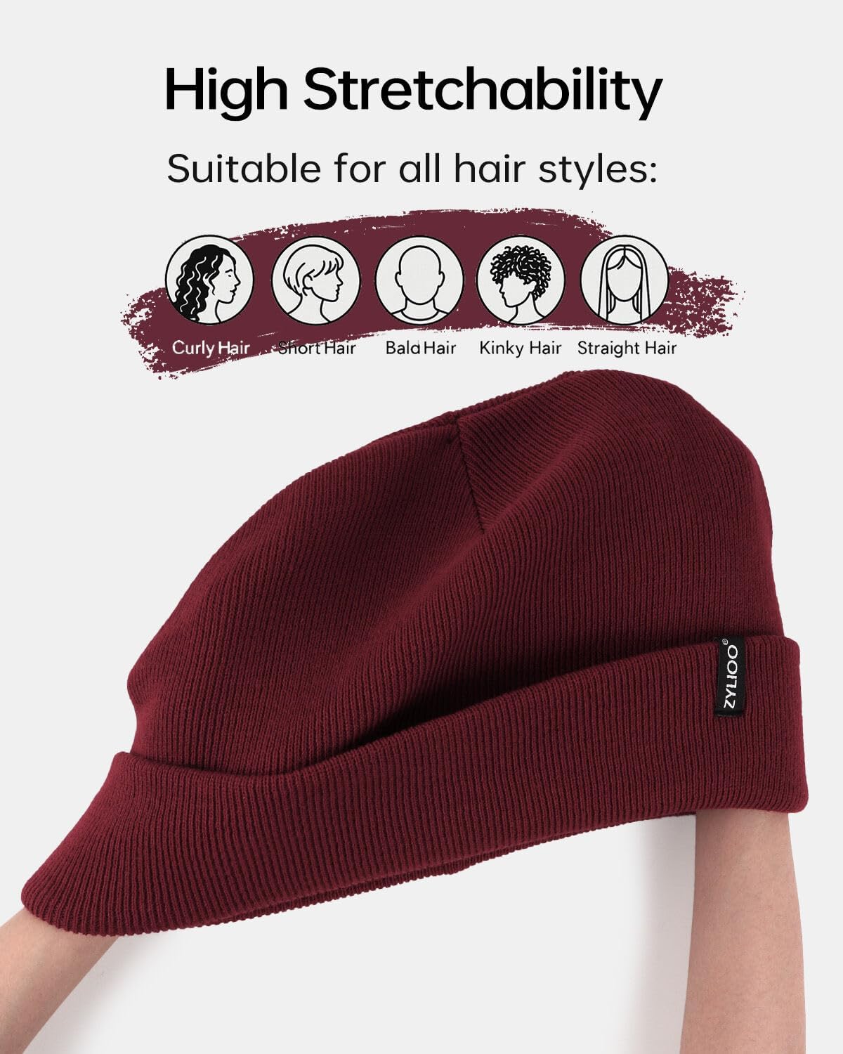Zylioo Oversize Beanie Hats, XXL Big Size Ribbed Knit Cuffed Winter Hat for Cold Weather, Warm Skull Watch Cap - Image 3