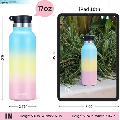 Miniatura 5 de Venture Pal - Botella de agua aislada al vacío de 17 onzas, jarra térmica de acero inoxidable con tapa con popote y asa de transporte portátil,