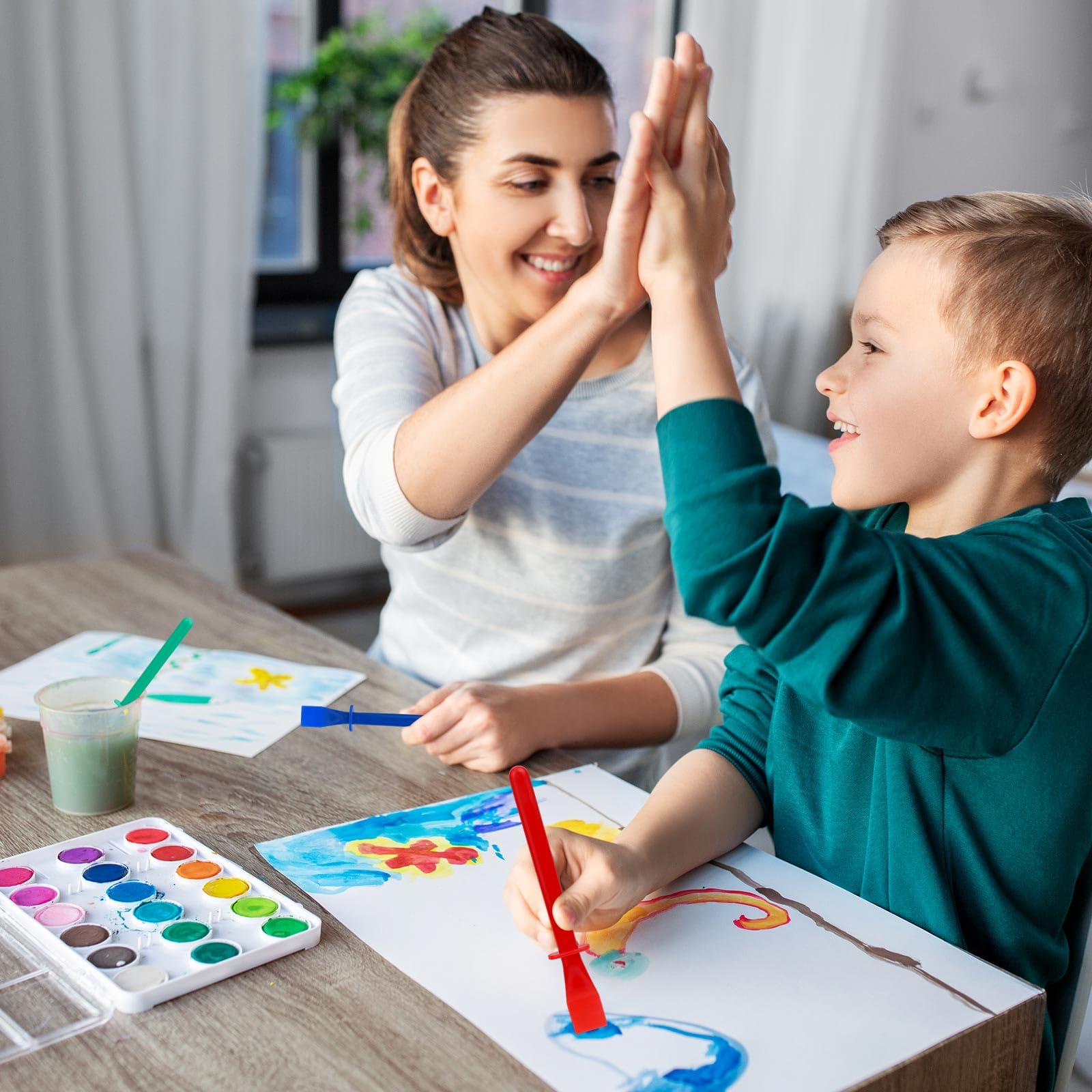 Set di 20 Applicatori Colla, 5 Pennelli e Spatole per Colla in Plastica Colorati per Progetti Fai Da Te di Carta Legno e Lavorazione del Legno