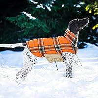 Vista 6 de Kuoser - Abrigo impermeable de invierno para perro, chaqueta reversible estilo británico, ropa para perro a cuadros, abrigo de nieve acogedor