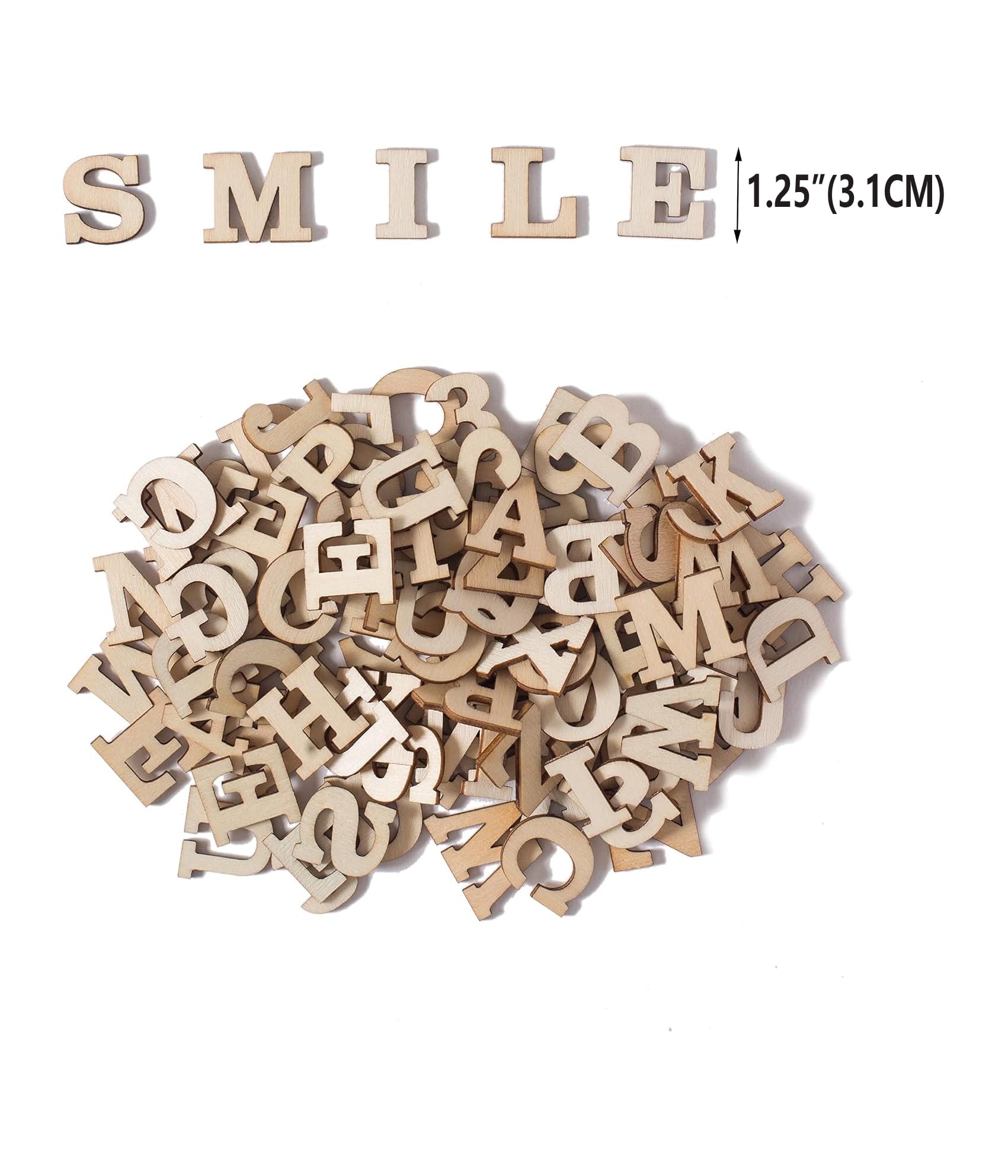 3,2 cm 296 Stück unlackierte Holzbuchstaben und Holzzahlen Blanko Scrabble-Buchstaben für hausgemachte Kunst DIY-Projekt