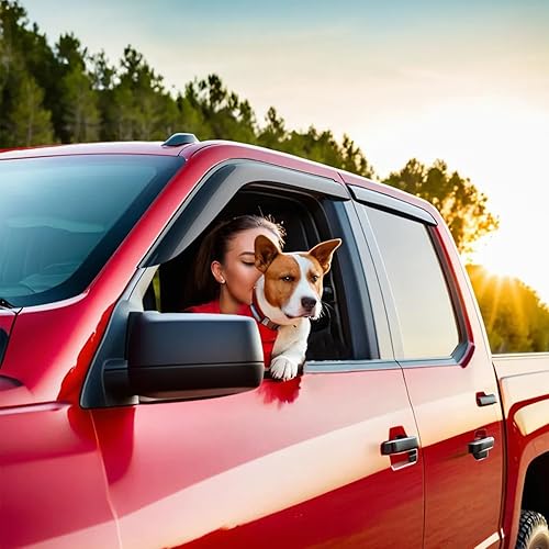 Miniatura 6 de Viseras laterales para ventana de automóvil, deflectores de viento, protectores de lluvia para Ram 1500 2019-2021 con cabina cuádruple, accesorios