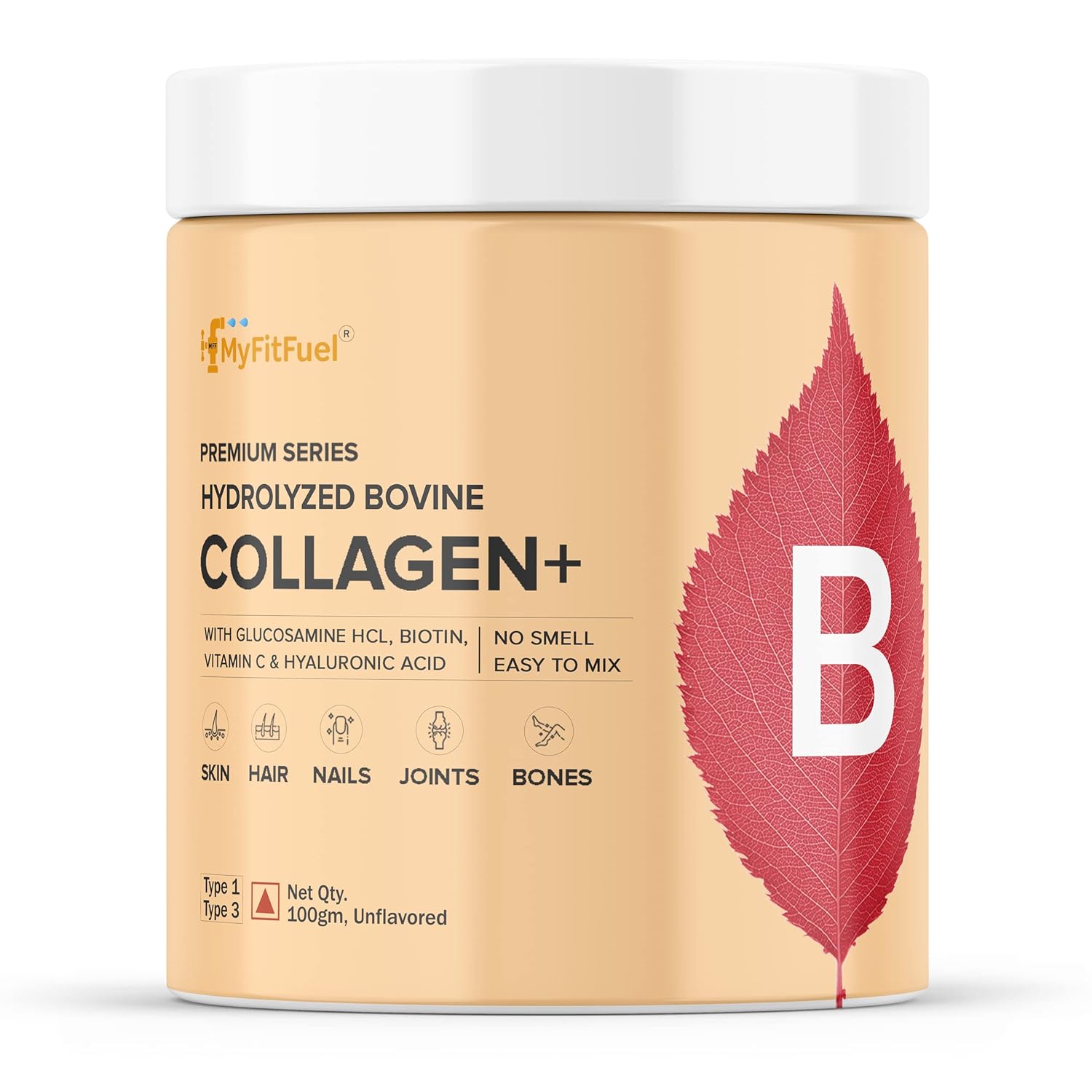 MyFitFuel Hydrolyzed Bovine Collagen with Glucosamine, Hyaluronic Acid