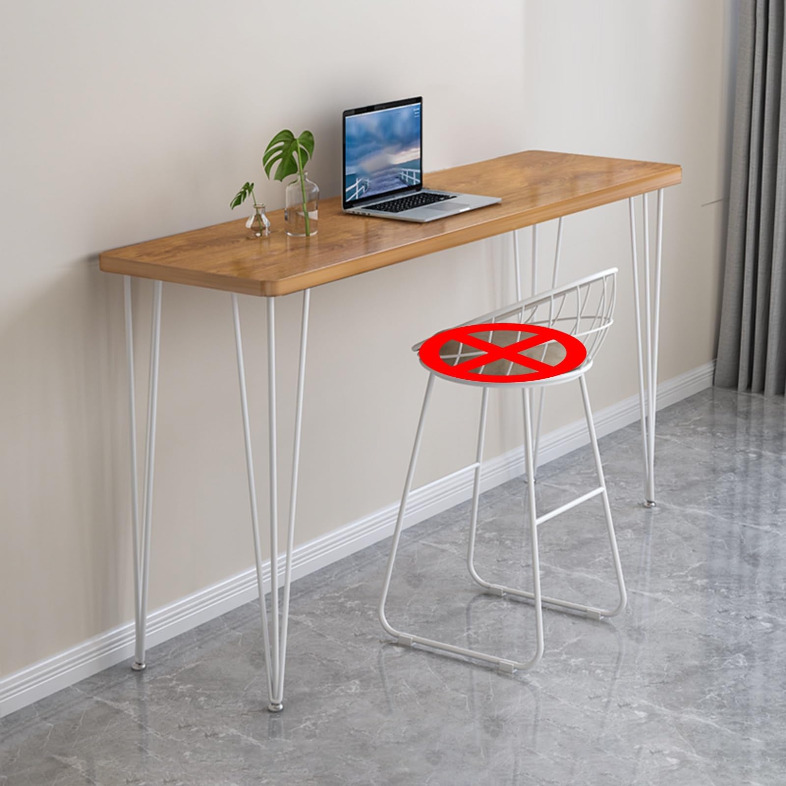 Mesa para cocina de madera maciza alta con amplio tablero rústico para desayunos y café