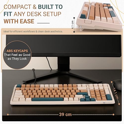 Miniatura 4 de Qisan Teclado mecánico inalámbrico y con cable, triple modo 2.4GUSB-CBT (98%) teclado mecánico inalámbrico con diseño de EE. UU.  Teclados