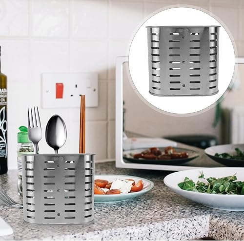 Miniatura 8 de Kichvoe Soporte resistente para utensilios de cocina, palillos, escurridor de secado y cesta de fregadero para almacenamiento de cucharas y tenedores