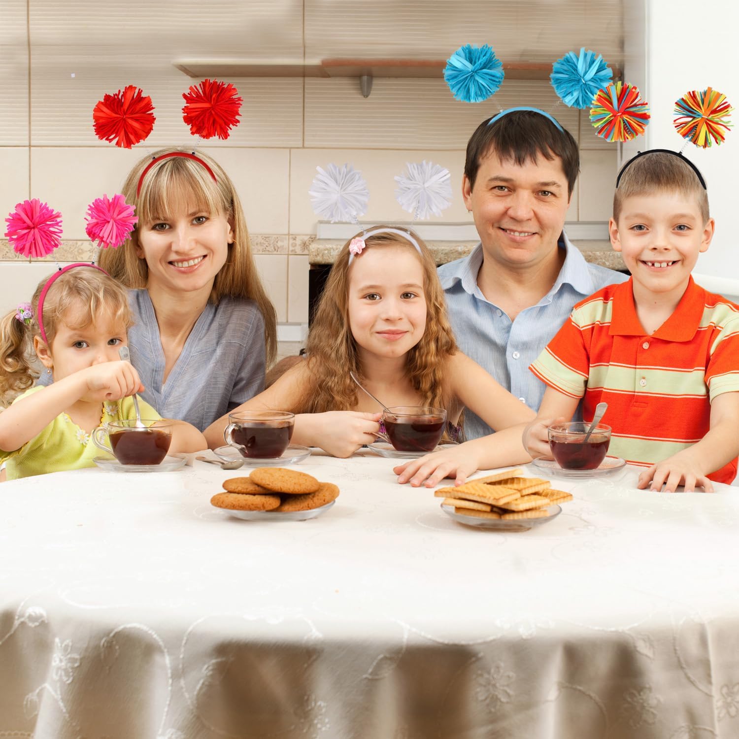 HODRME 2 Pieces Pom Pom Head Bopper-Yarn Spings Pom Headwear Party Headband for Adults and Kids - Image 7