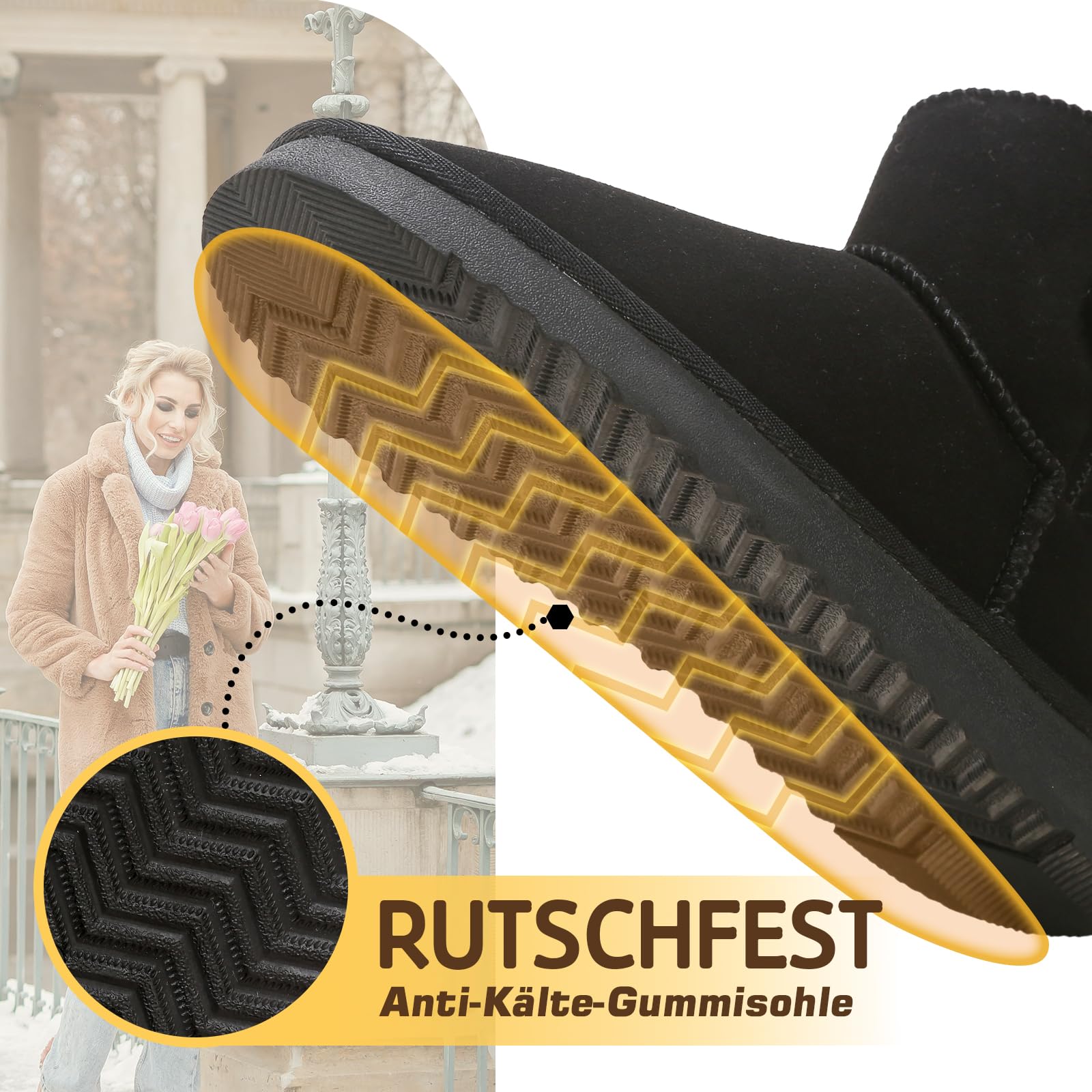 Jifenkla Stivali da Neve Donna Boots, Calde Foderata Scarpe da Invernali, Antiscivolo Stivali da Invernali, Comode Impermeabili Alti Scarpe da Neve