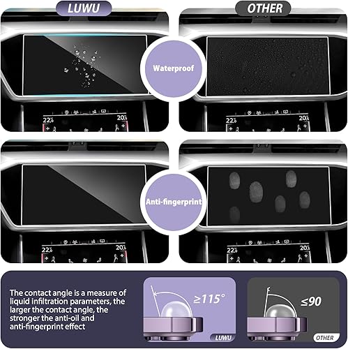 Miniatura 5 de LUWU Protector de pantalla para Audi A6 A7 Q8 2023 2024 Audi A6 A7 Q8 Accesorios 2019-2024 Audi A6 A7 Protector de pantalla de vidrio templado 9H