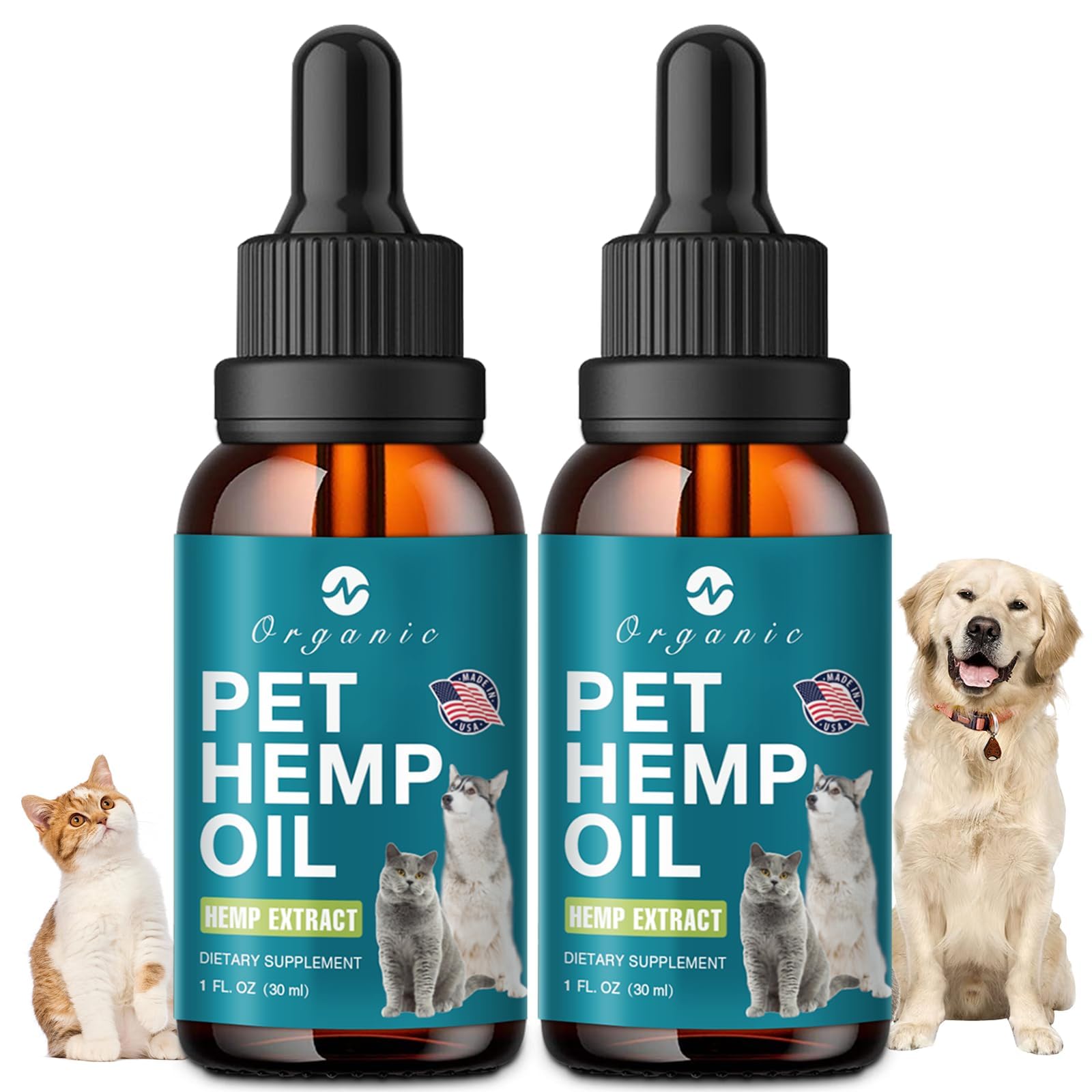 2 Pack Hemp Oil for Dogs & Cats - Support Hip and Joint Health - Relief Anxiety, Pain, Inflammation - Arthritis Sеizures Rеlief - Organic Pet Calming Drops Treats