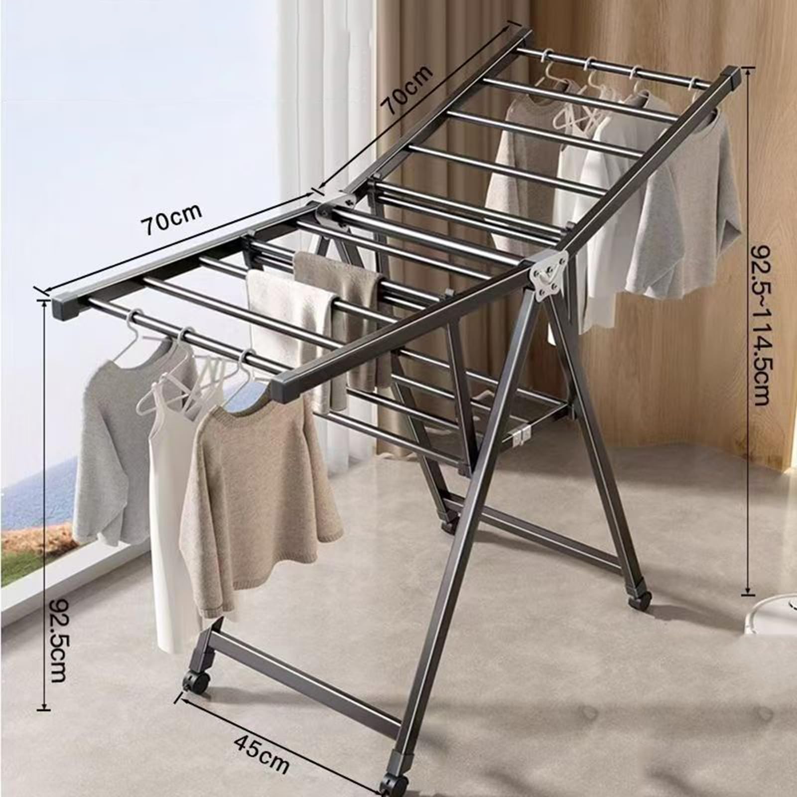 Klappbarer Flügelwäscheständer,Flügelwäschetrockner Mit Höhenverstellbare Flügel Für Innen,Wäscheständer Zusammenklappbar,Stabiler Wäscheturm,140cm