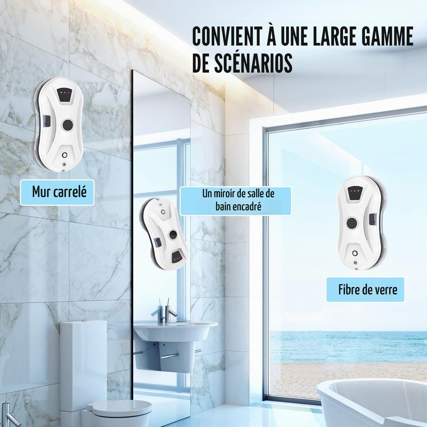 Osmo RoboClean Robot de nettoyage de fenêtres automatique électrique avec forte aspiration, navigation intelligente et détection des bords, pour verre, miroir, carrelage, intérieur et extérieur (2)