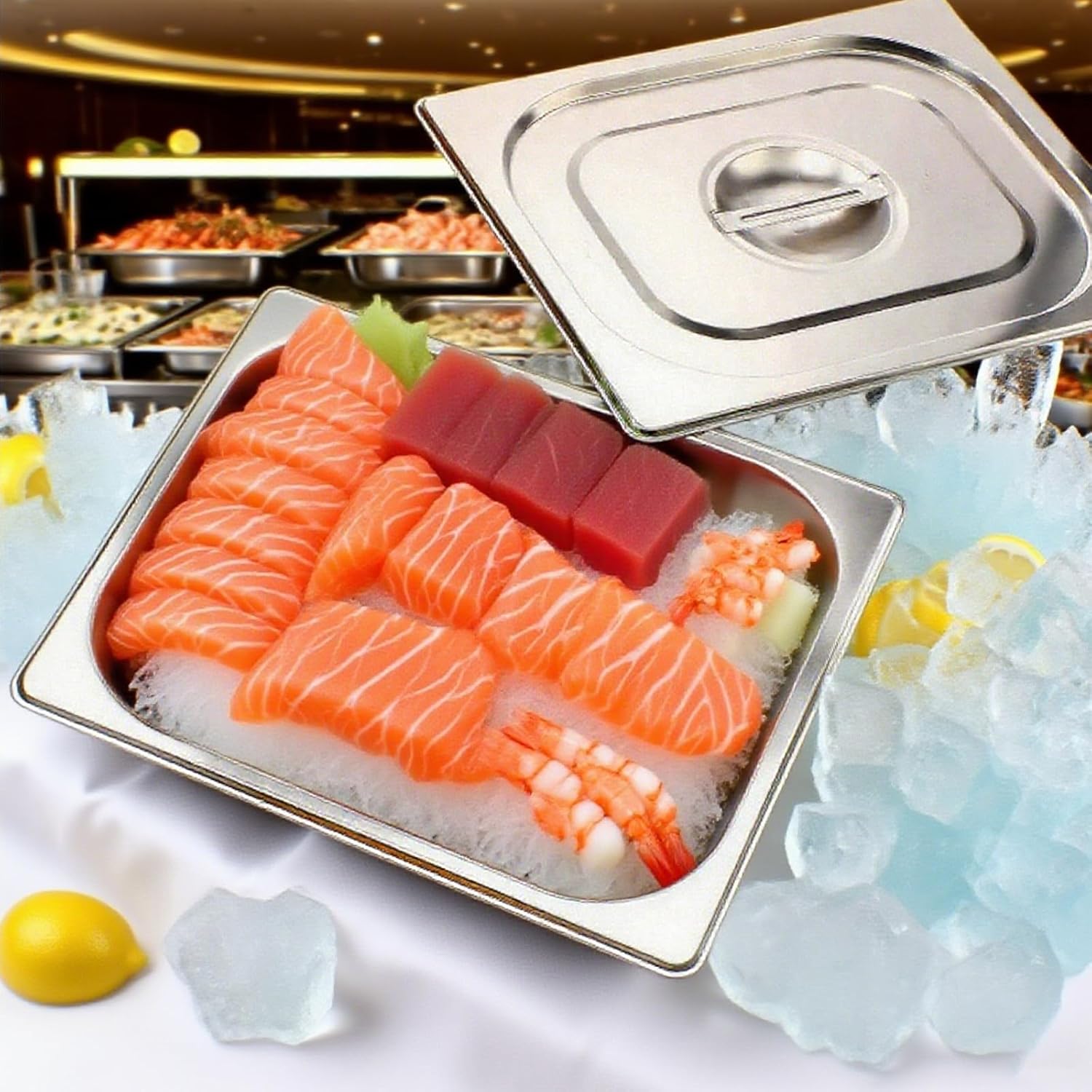 8 Pcs Stainless Steel Hotel Pans with Lids 4 inch 1/2 Half-Size Classic Restaurant Pans Anti Steam Table Steamer for Hotel Catering Supplies Food Buffet Event