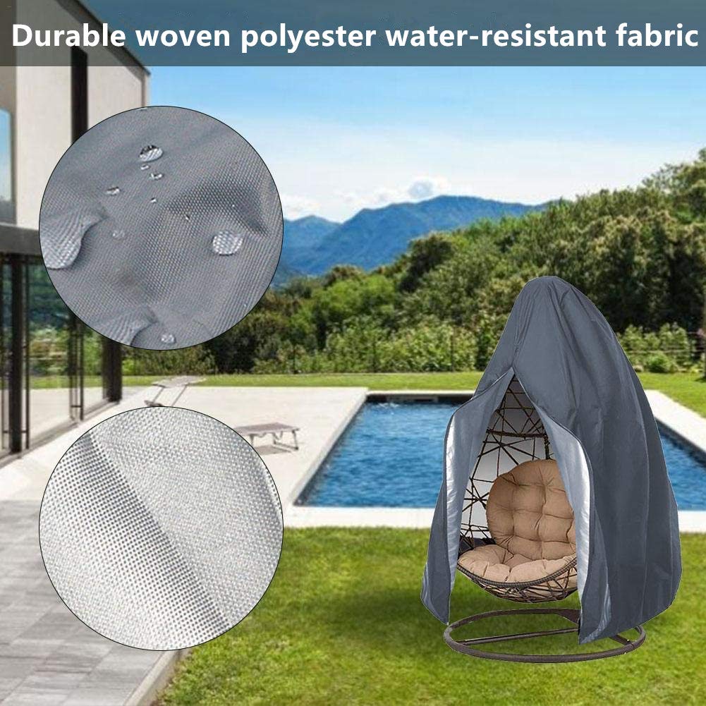 Couverture de Chaise Suspendue, Housse de Fauteuil Suspendu, Housse de Protection pour Oeufs Chaise, Imperméable Housse Meuble Couverture avec Fermeture à Glissière, 190x115cm (Gris)