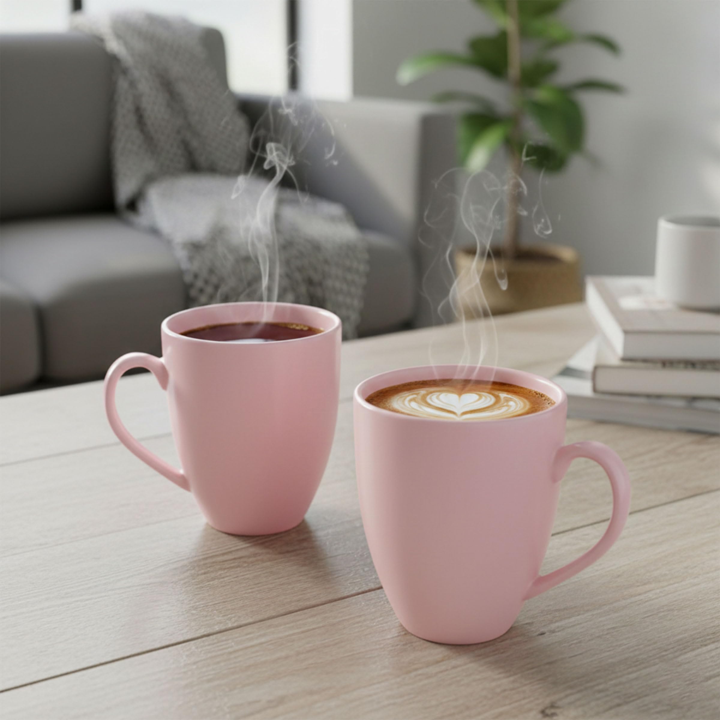 Gift Arcadia Ceramic Pink Coral Coffee Mugs Set of 2| Handmade Ceramic Mug | Microwave Safe Ceramic Color Mugs for Tea Coffee | Hot & Cold Beverages Tea Cups | 330ml (Pink-330ml)