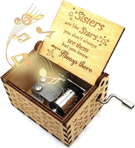 ukebobo Caja de música de madera con texto en inglés You are My Sunshine, regalos para hermana, regalos para mejores amigos, caja de música de