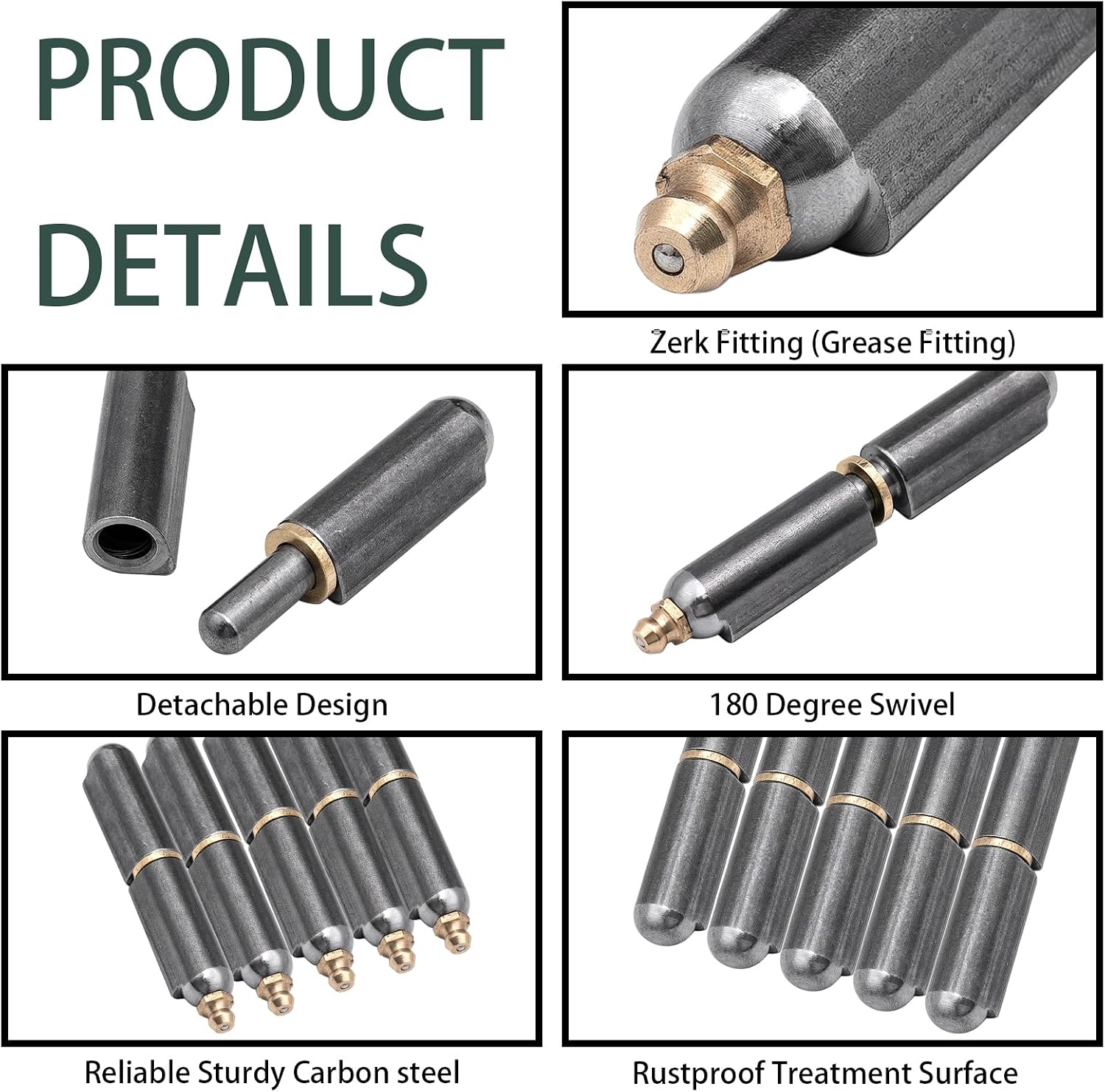 BBQ Smoker Bullet Weld on Bullet Hinge Carbon Steel Weldable Barrel Hinges Heavy Duty for Swing Door Trailer Ramp (6 Inch)
