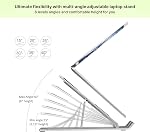 GPlus+ Portable Aluminum Laptop Stand, 6-Angle Adjustable Foldable Riser, Non-Slip Silicone, Silver