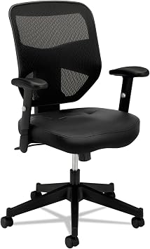 Basyx VL531SB11 VL531 Series High-Back Work Chair, Mesh Back, Padded Mesh Seat, Black Leather