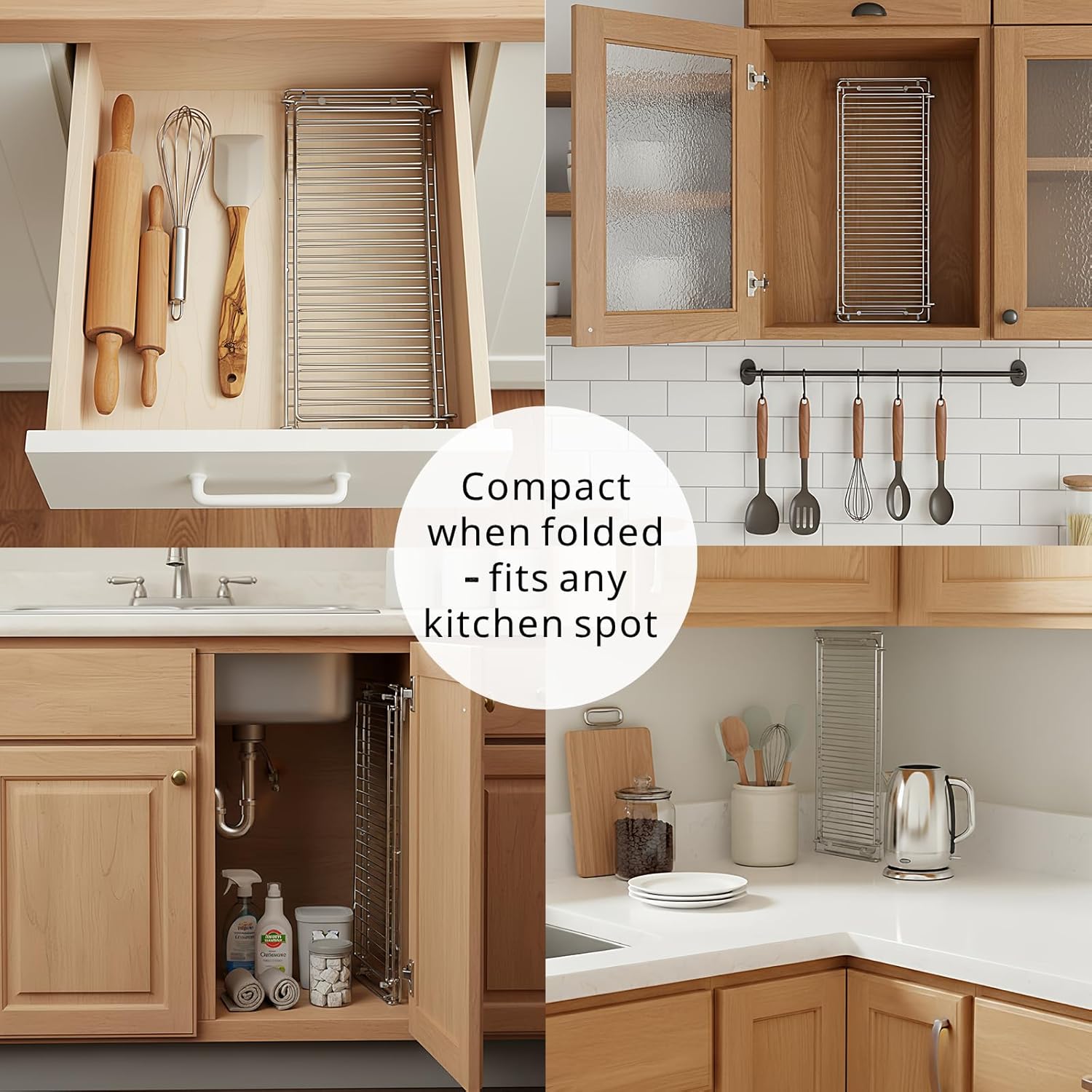 Foldable Dish Drying Rack, Small Dish Drying Racks, Collapsible Dish Drying Rack for Kitchen Counter - Compact Design, Stainless Steel, Silver