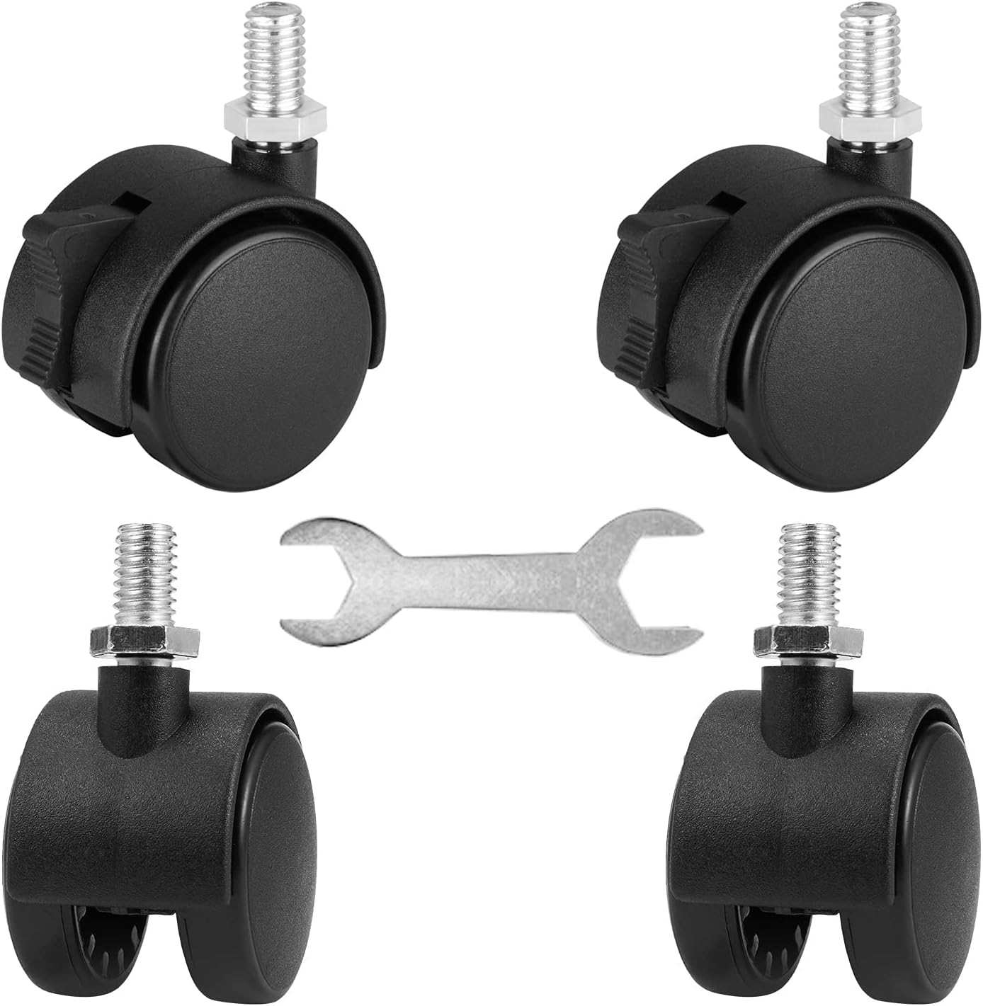 Lphy 2” Threaded Stem Casters, 3/8 Inch Stem Diameter, Swivel Locking Replacement Wheels for Furniture, Cart, Workbench, Trolley