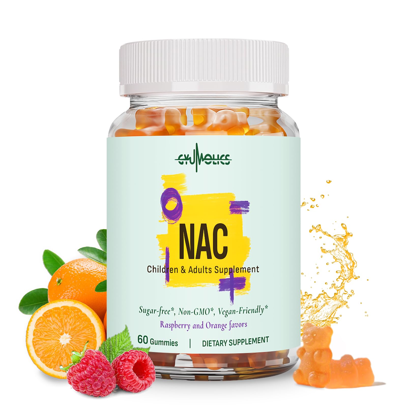 Nac Supplement 1000mg for Adults 500mg for Kids, 60 Gummies 60 Count (Pack of 1)