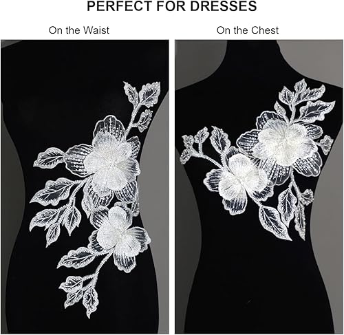 Miniatura 3 de AP03-WH) - Cuentas de costura hechas a mano, parches de encaje plateado brillante para coser en lentejuelas, accesorio de corpiño con cuentas de