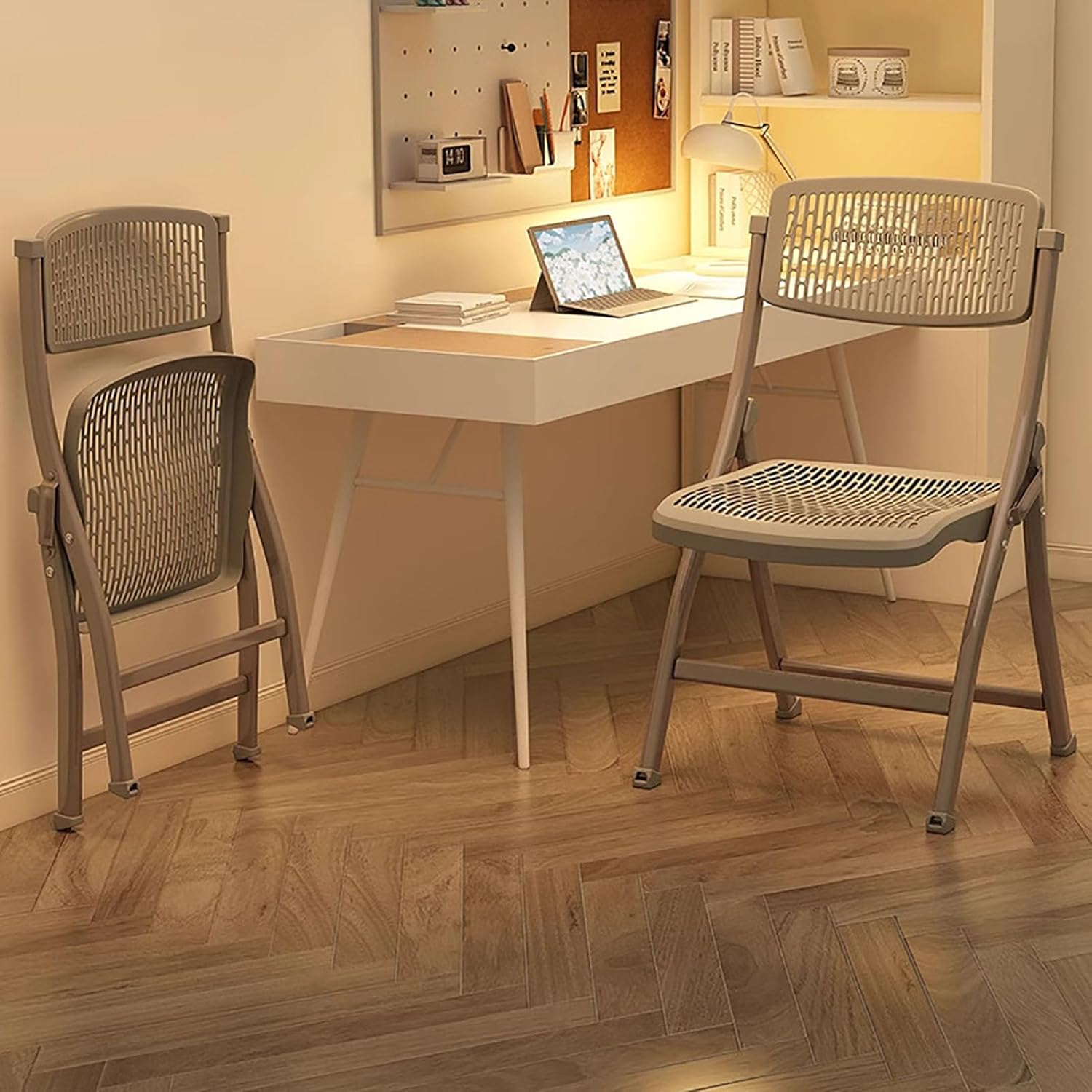 Plastic Stackable Folding Chairs,Stackable Folding Dining Chair Portable Event Chair Comfortable Breathable Mesh Seat Event Chair for Bedroom and Living Room,C,46x54x85cm(18x21x33inch)