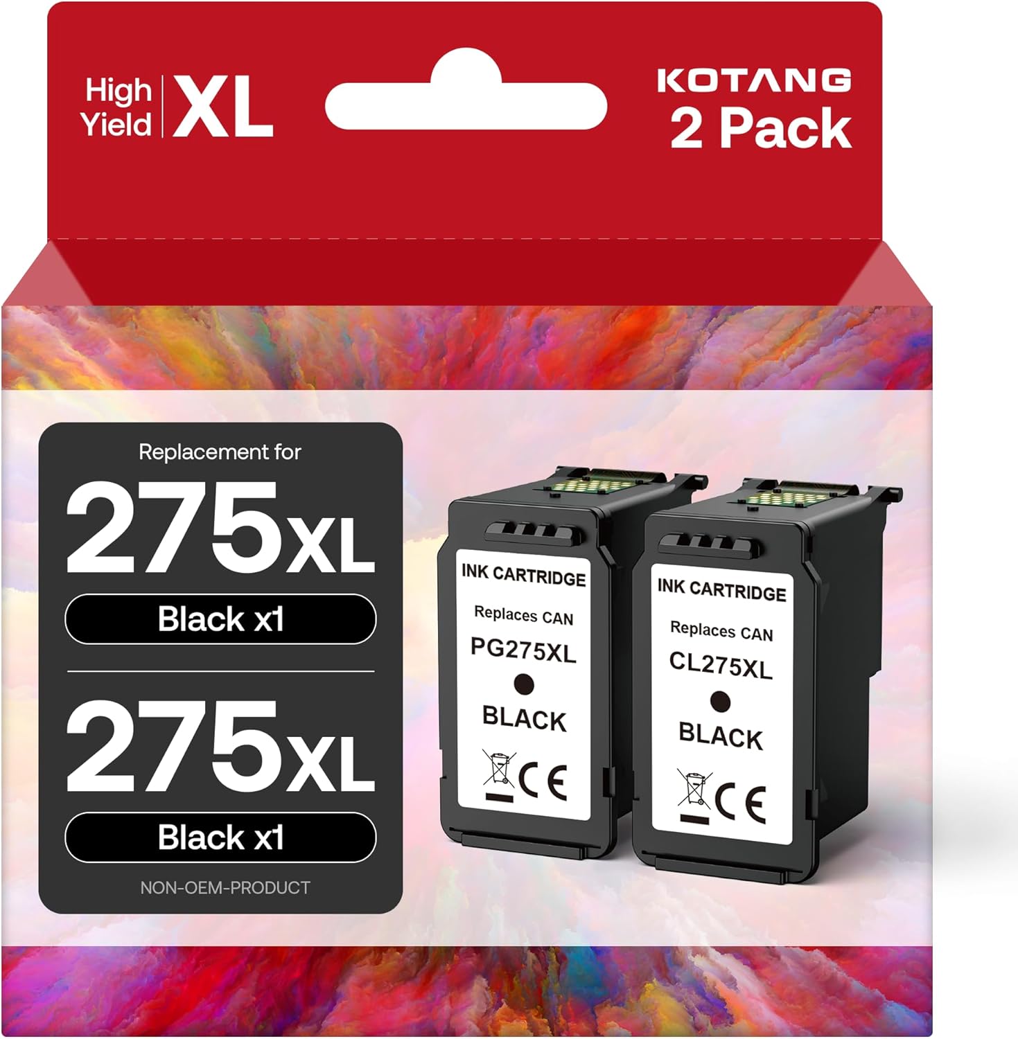 PG-275XL Black Ink Cartridge Replacement for Canon 275 Black Ink Remanufactured 275XL Ink Cartridge for TS3722 TR4720 TS3700 TR4700 TS3522 TR4722 TS3500 TS3720 TS3700 TS3520 TR4723 Printers (2 Black)