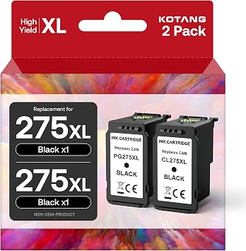 PG-275XL Black Ink Cartridge Replacement for Canon 275 Black Ink Remanufactured 275XL Ink Cartridge for TS3722 TR4720 TS3700 TR4700 TS3522 TR4722 TS3500 TS3720 TS3700 TS3520 TR4723 Printers 2 Black